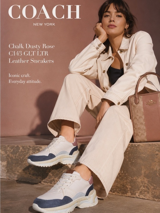 Coach Shoes - Coach Chalk Dusty Rose C143 GLT LTR Leather Sneakers 5.5 Designer Luxury NIB